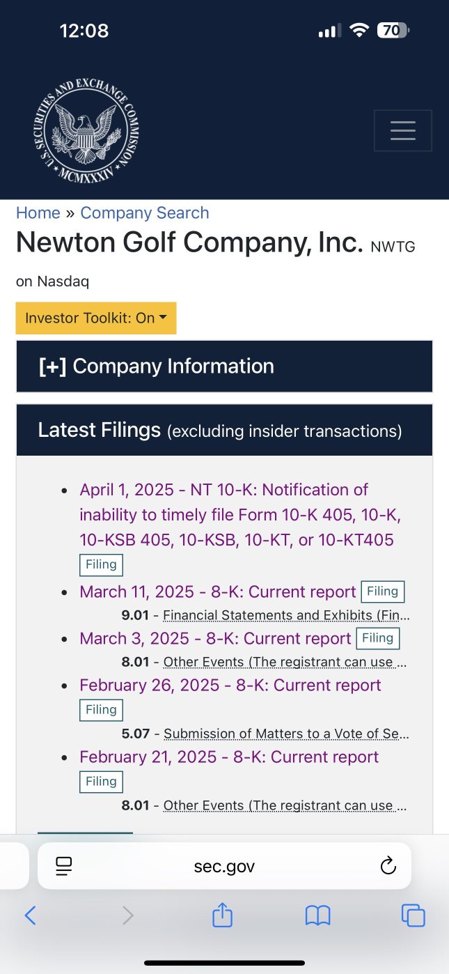 NWTG UPDATE