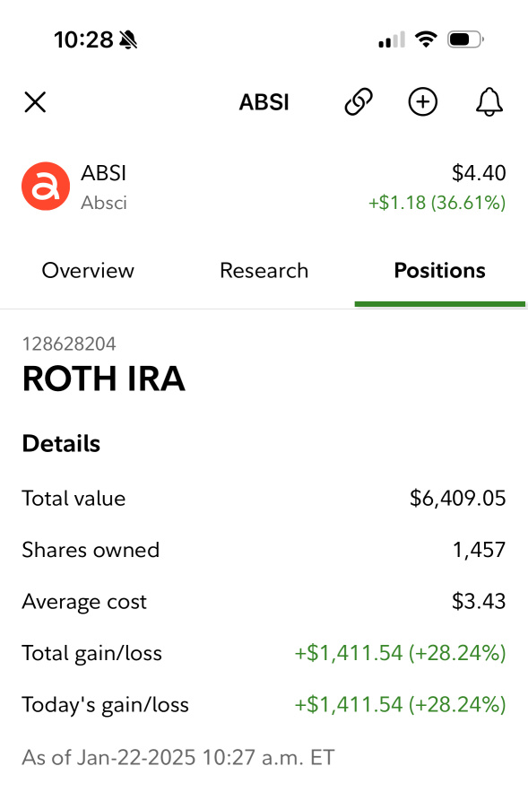 First swing trade in 2025❤️ bought today,together with RXRX,   my retirement account is on fire now 🔥 always follow major policy