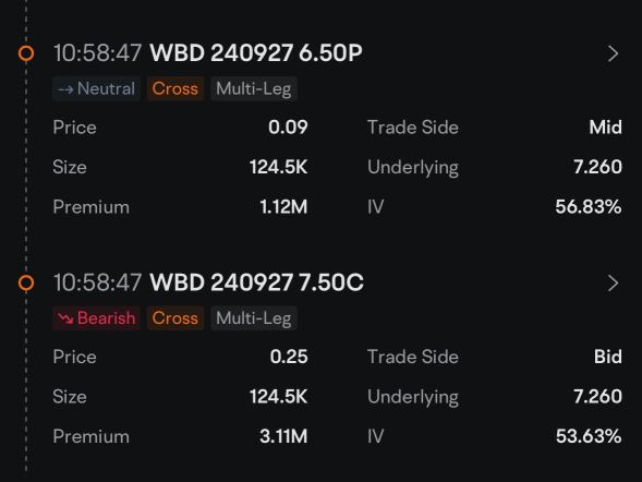 Warner Bros Attracts Huge Options Trades Monday