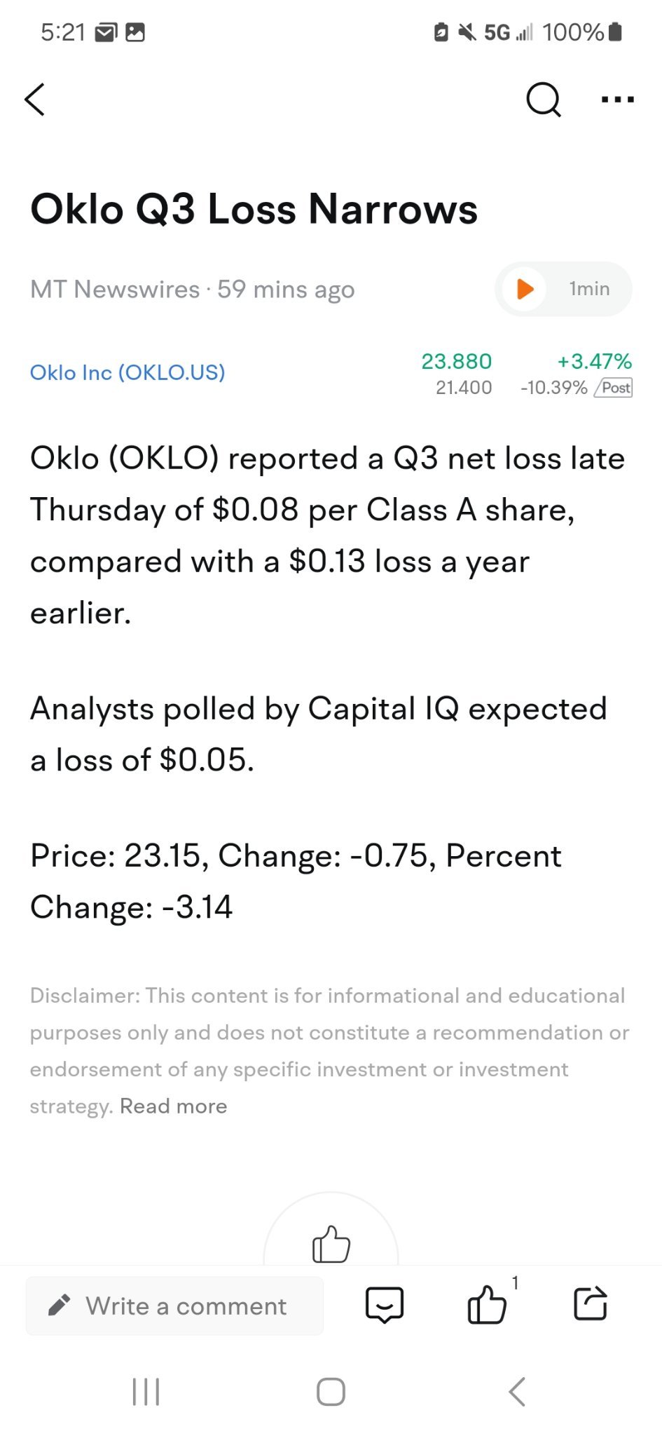 OKLO EARNINGS MISS