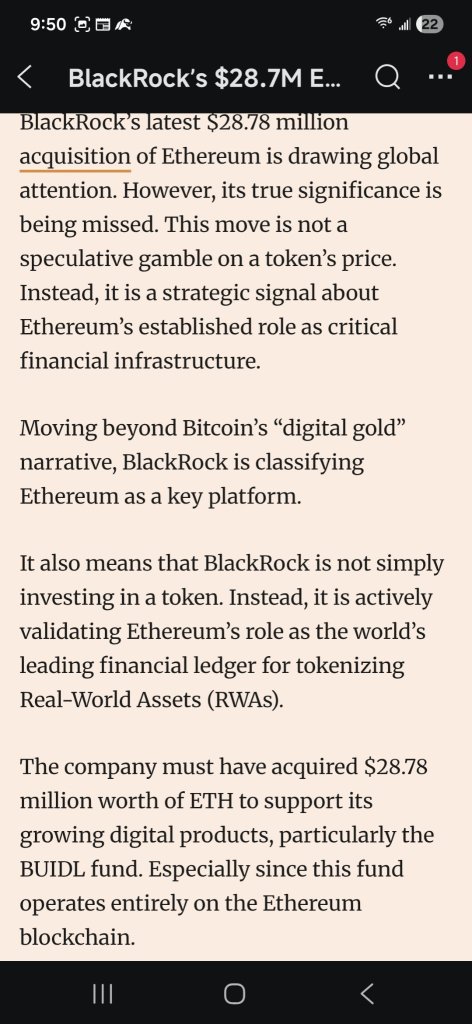 No speculative gambling on Ethereum/ BMNR, it's a key platform,a very critical part of the financial infrastructure. this is why I think etherium is bigger then anyone really can imagine.!!!