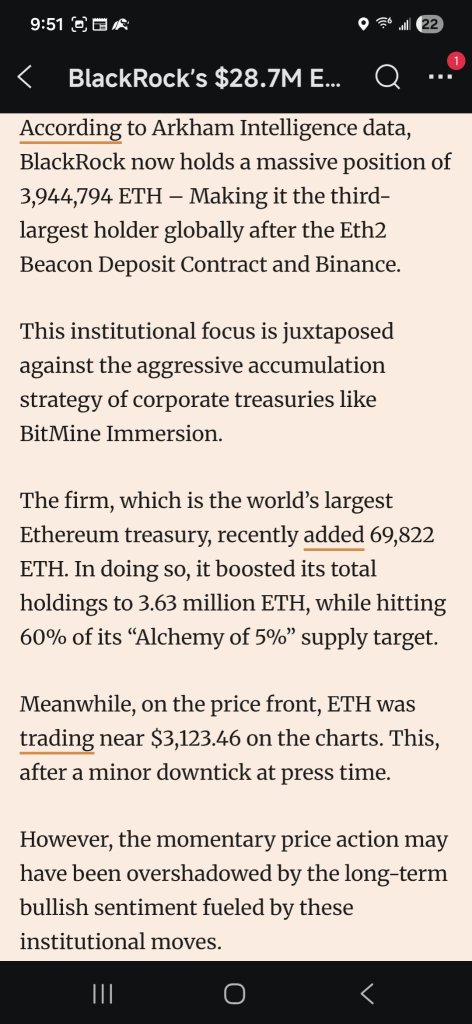 No speculative gambling on Ethereum/ BMNR, it's a key platform,a very critical part of the financial infrastructure. this is why I think etherium is bigger then anyone really can imagine.!!!
