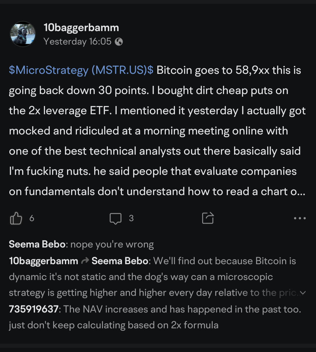 $T-Rex 2X Long MSTR Daily Target ETF (MSTU.US)$ I hope other people bought puts on this. I did do you see what's happening to bitcoin right now it's getting sla...