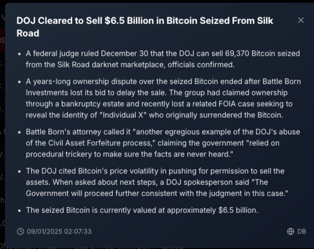 $Bitcoin (BTC.CC)$ I told you the government selling and this is after the fact they've been selling the whole fucking time and now a judge gave them the author...