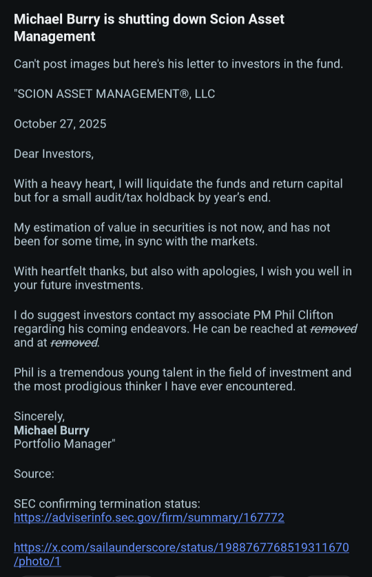 Michael Burry即將關閉