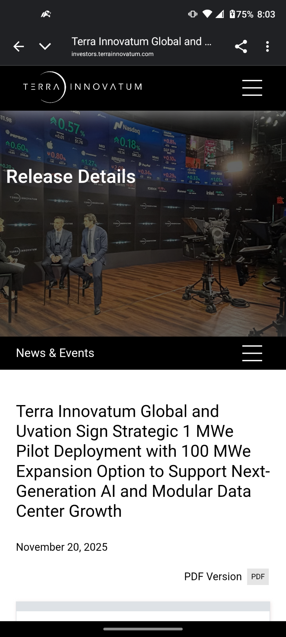 $Terra Innovatum Global (NKLR.US)$ $Oklo Inc (OKLO.US)$$NANO Nuclear Energy (NNE.US)$$NuScale Power (SMR.US)$$Terrestrial Energy (IMSR.US)$$英伟达 (NVDA.US)$