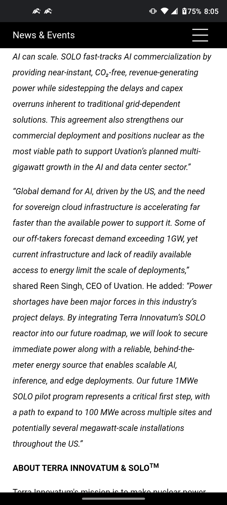 $Terra Innovatum Global (NKLR.US)$ $Oklo Inc (OKLO.US)$$NANO Nuclear Energy (NNE.US)$$NuScale Power (SMR.US)$$Terrestrial Energy (IMSR.US)$$英伟达 (NVDA.US)$