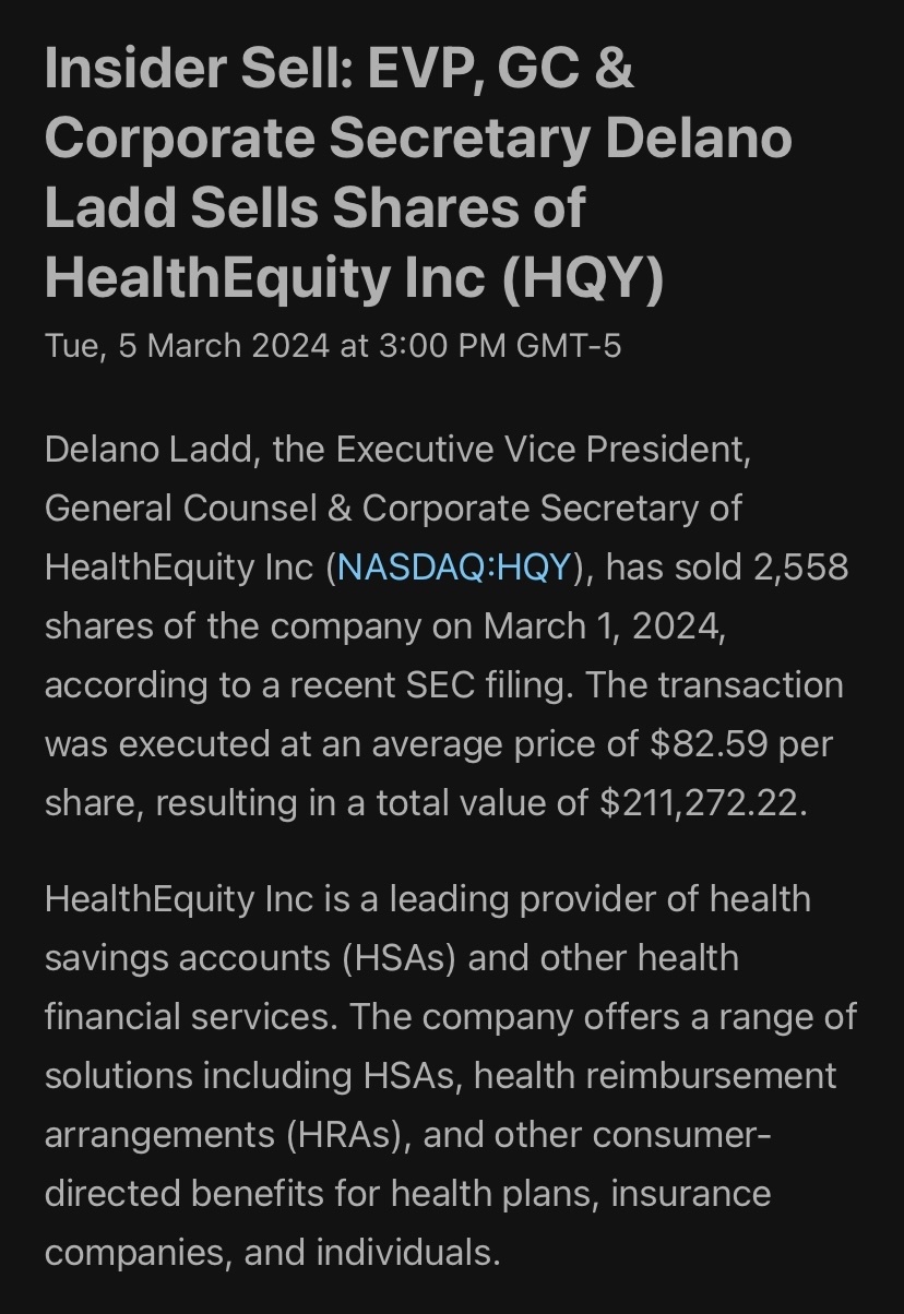 $HealthEquity (HQY.US)$ 📊⚡️📊