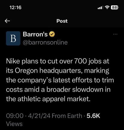 Layoffs at Nike.