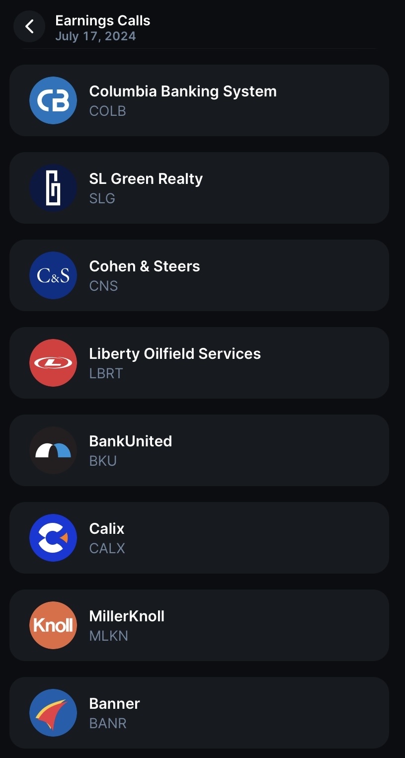 Wednesday 7/17/24 Earnings Calls. I tagged a few, not all.  ... - moomoo  Community