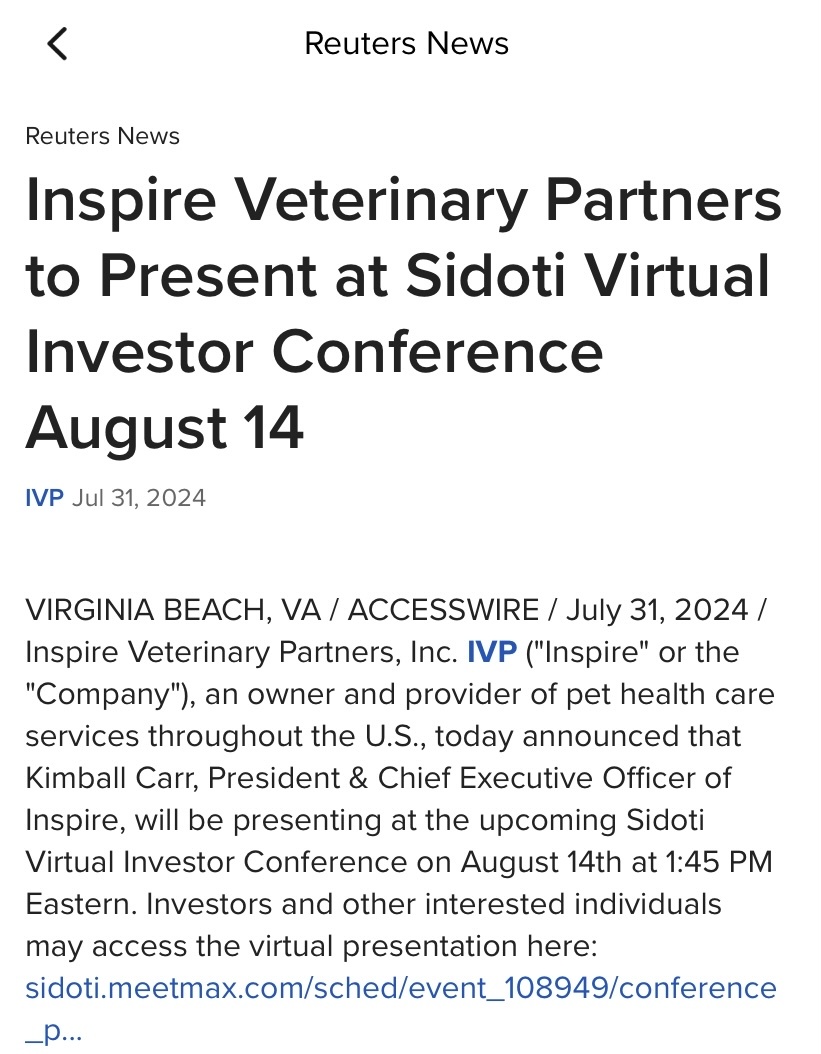 $Inspire Veterinary Partners (IVP.US)$