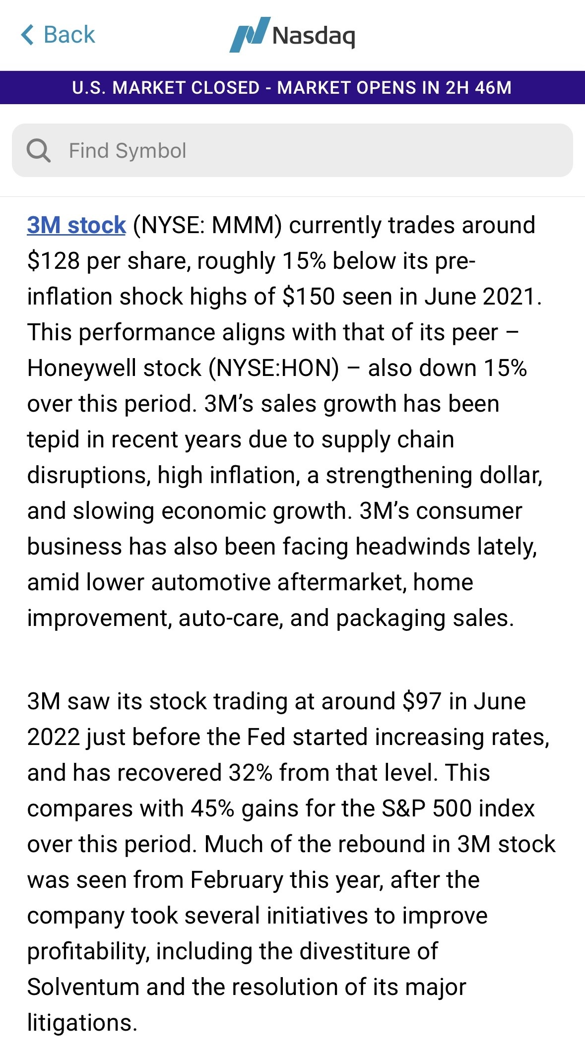 3M is solid, always has been. *Hold* it and wait.