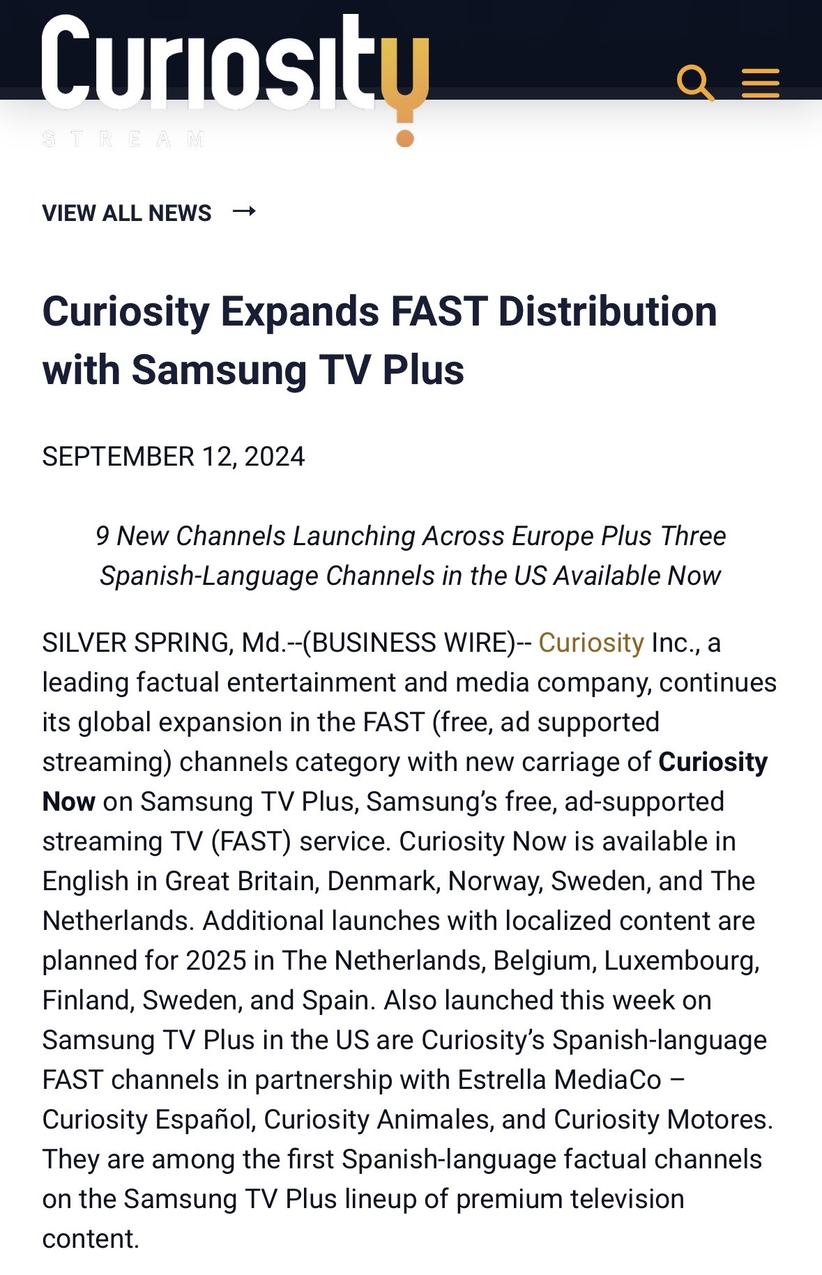 $CuriosityStream (CURI.US)$