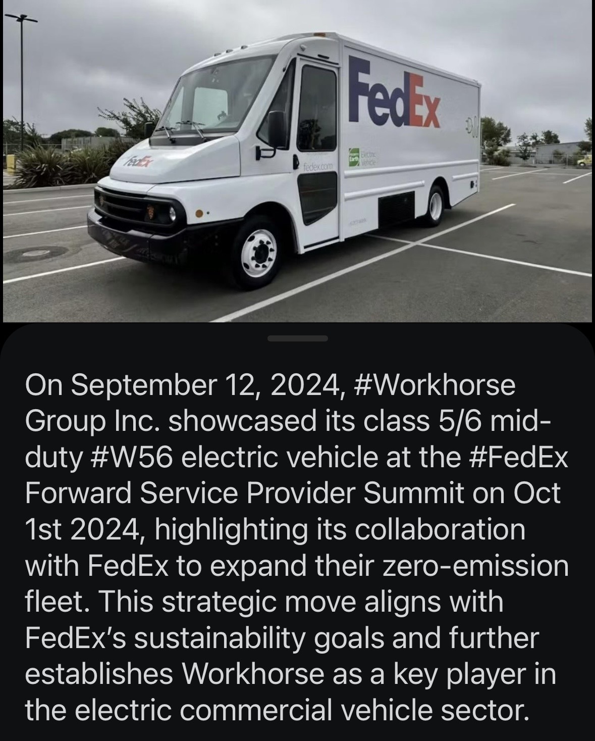 $联邦快递 (FDX.US)$$Workhorse (WKHS.US)$