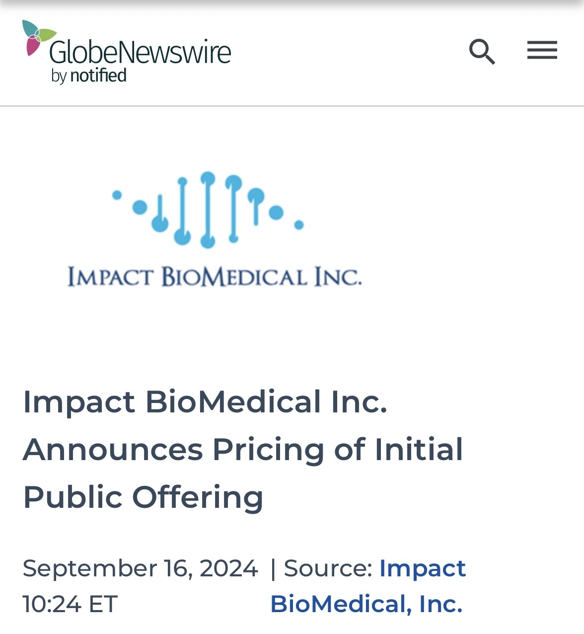 $Impact BioMedical (IBO.US)$