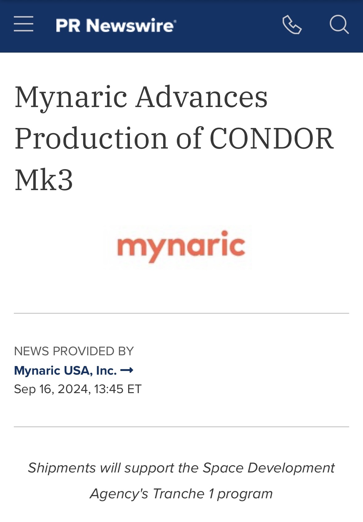 $Mynaric (MYNA.US)$