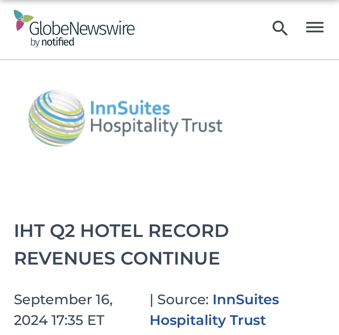 $InnSuites Hospitality Trust (IHT.US)$