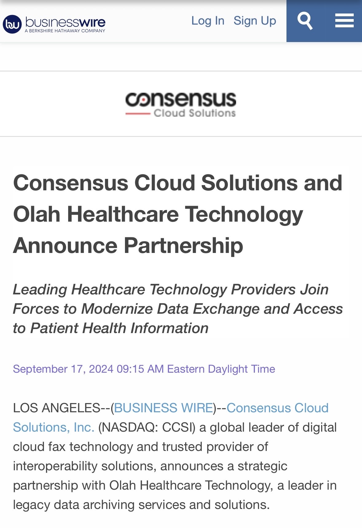 $Consensus Cloud Solutions (CCSI.US)$