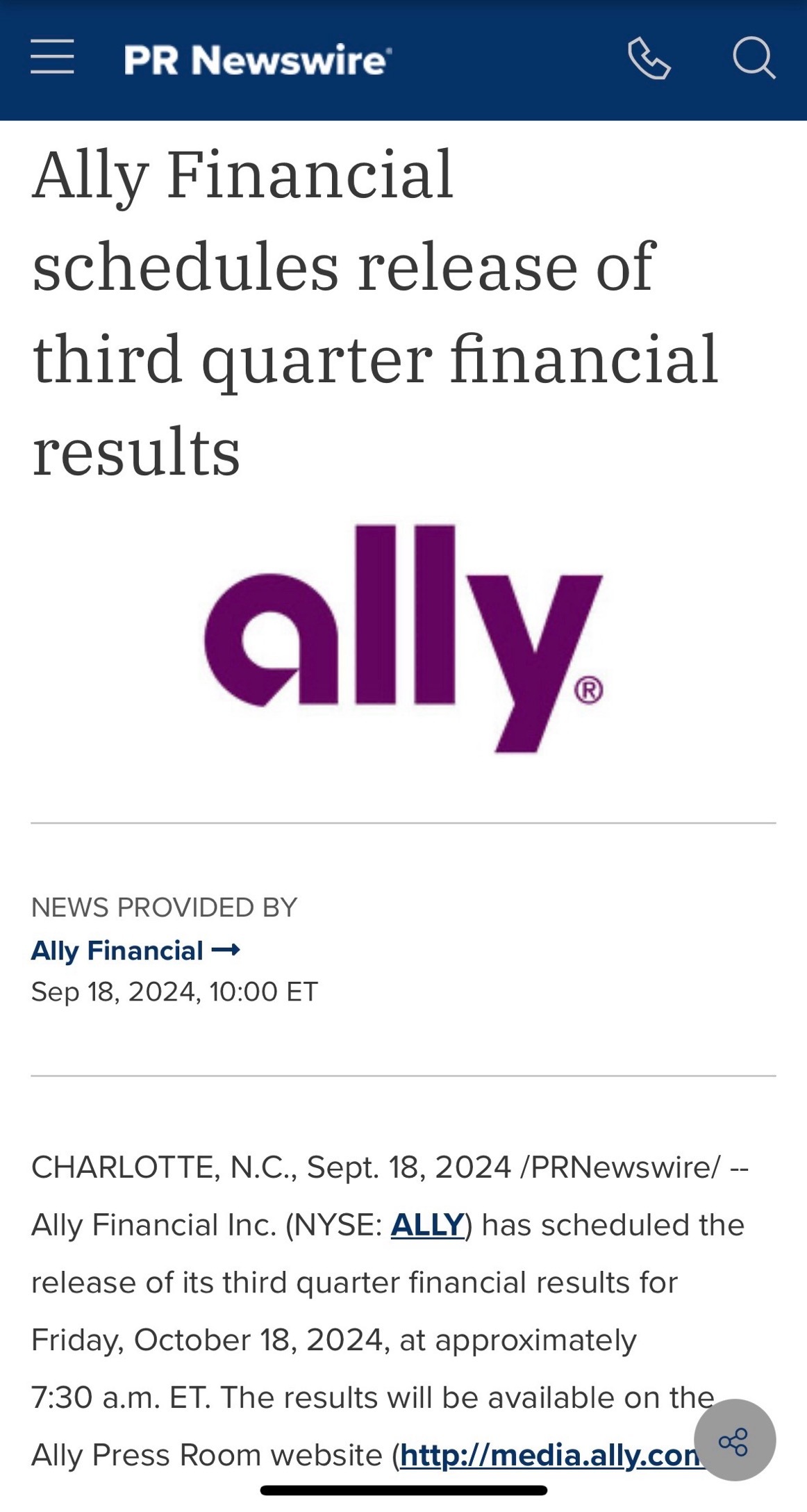 $Ally Financial (ALLY.US)$