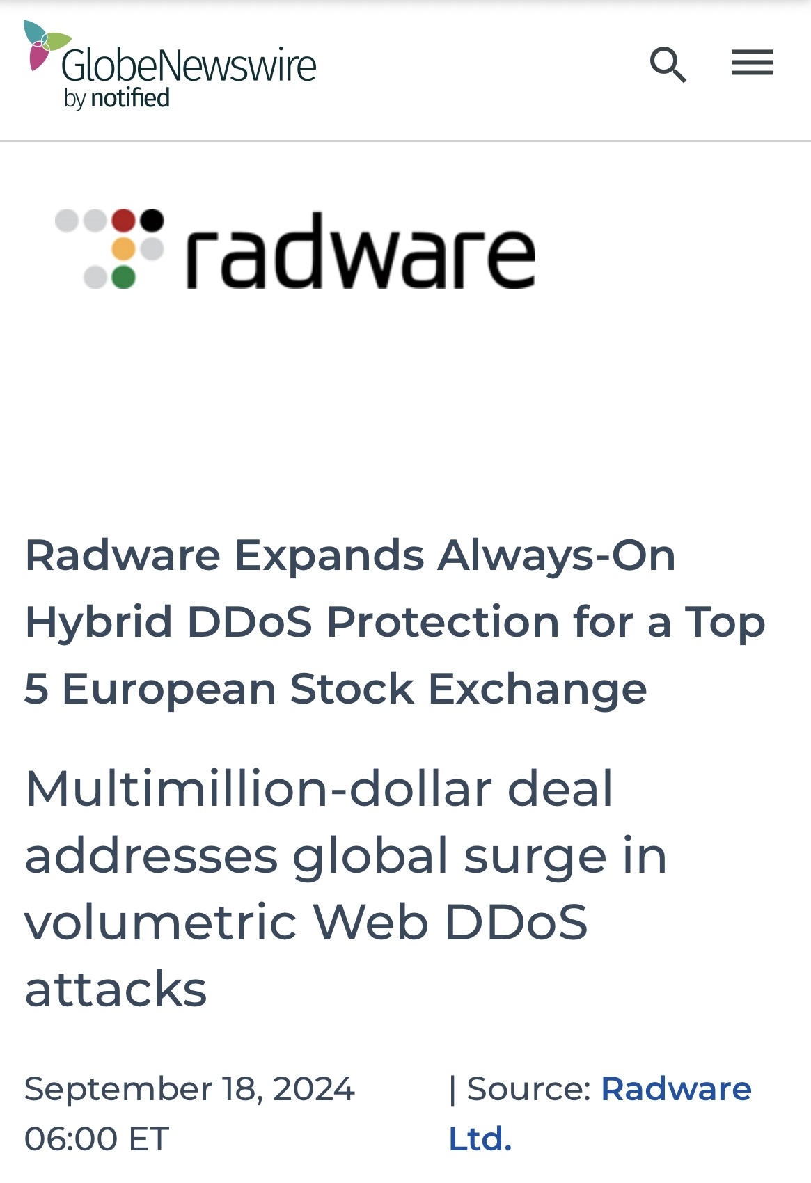 $Radware (RDWR.US)$