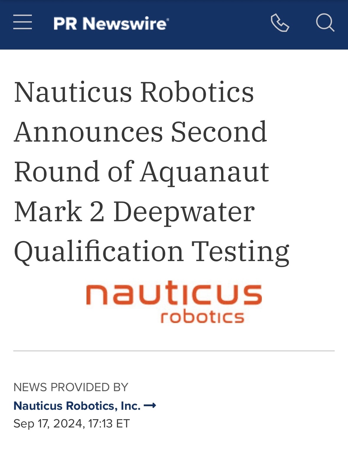 $Nauticus Robotics (KITT.US)$