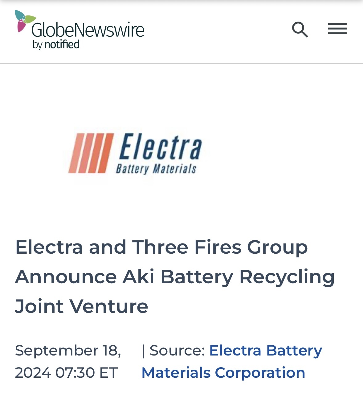 $Electra Battery Materials (ELBM.US)$