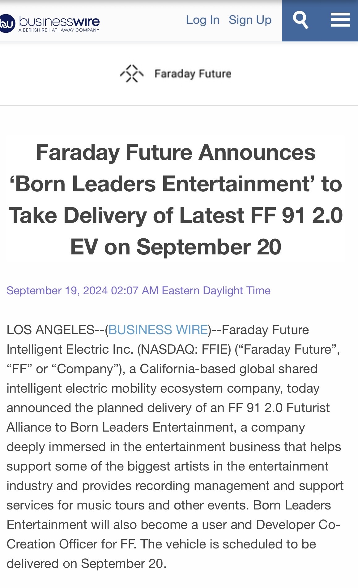 $Faraday Future Intelligent Electric Inc. (FFIE.US)$