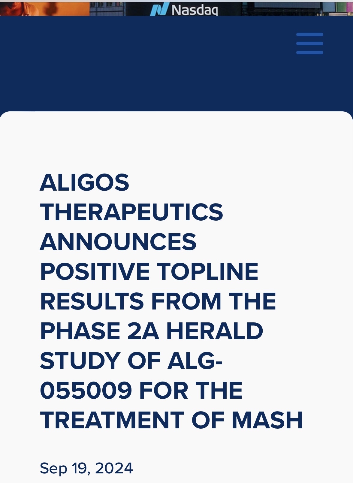 $Aligos Therapeutics (ALGS.US)$