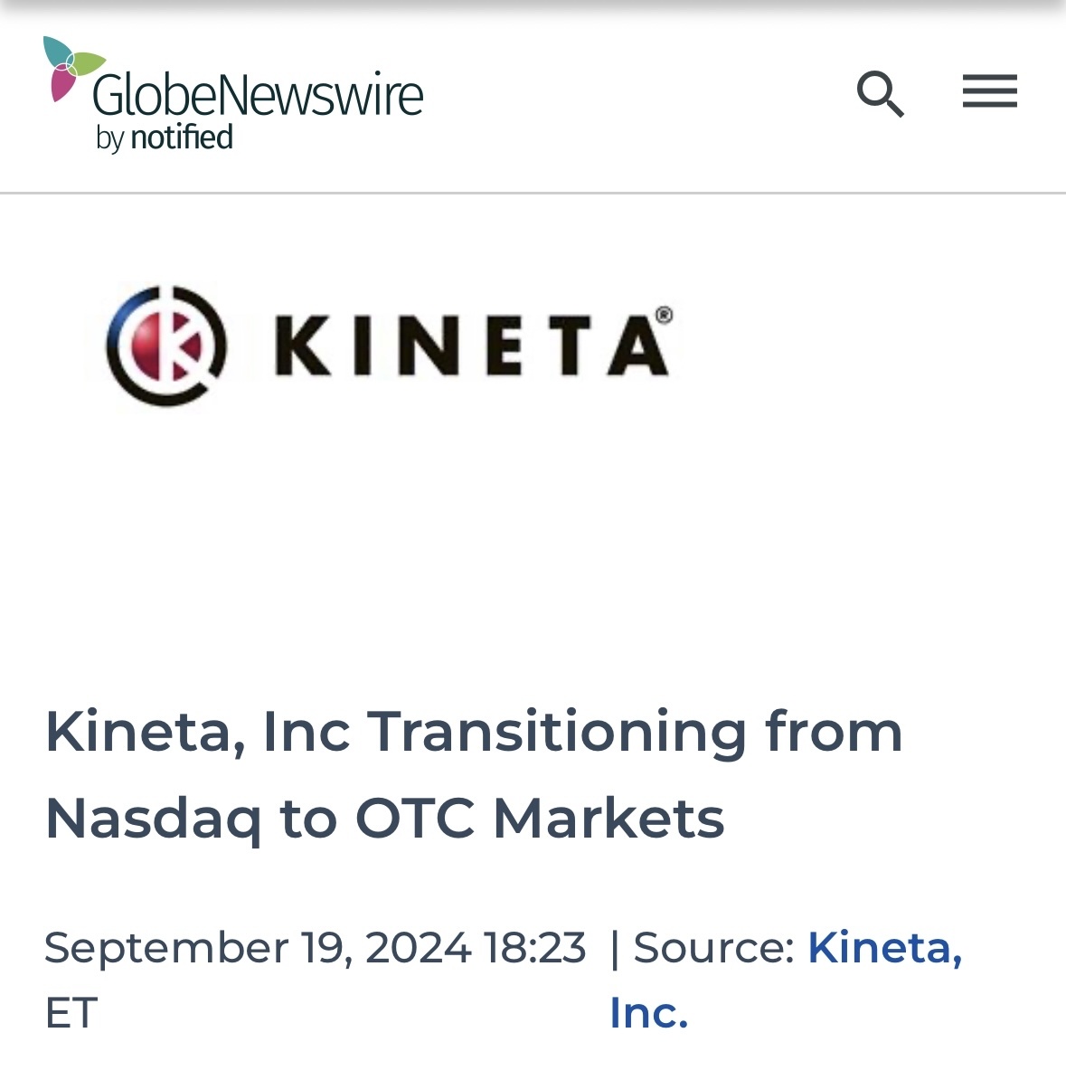 $Kineta (KANT.US)$