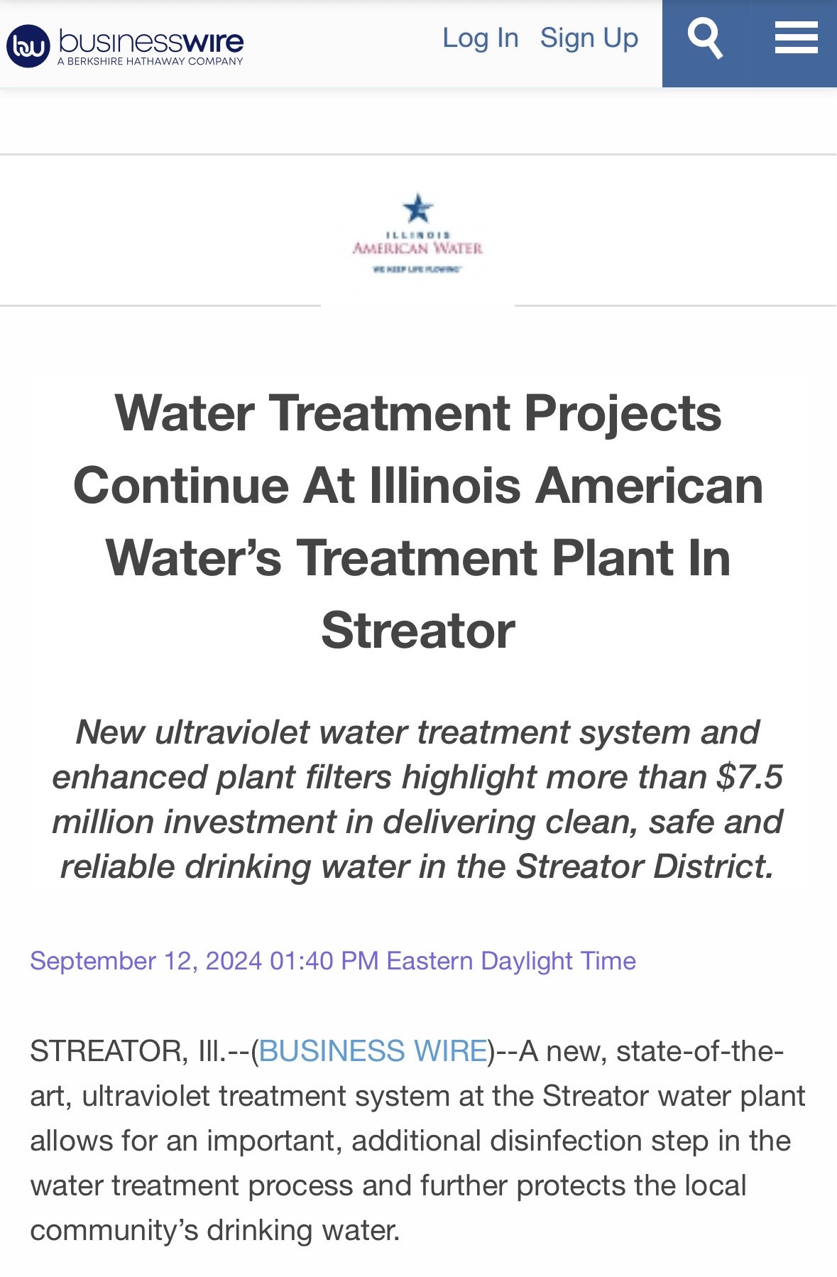 We use ultraviolet for disinfection too. Better and safer than chlorine