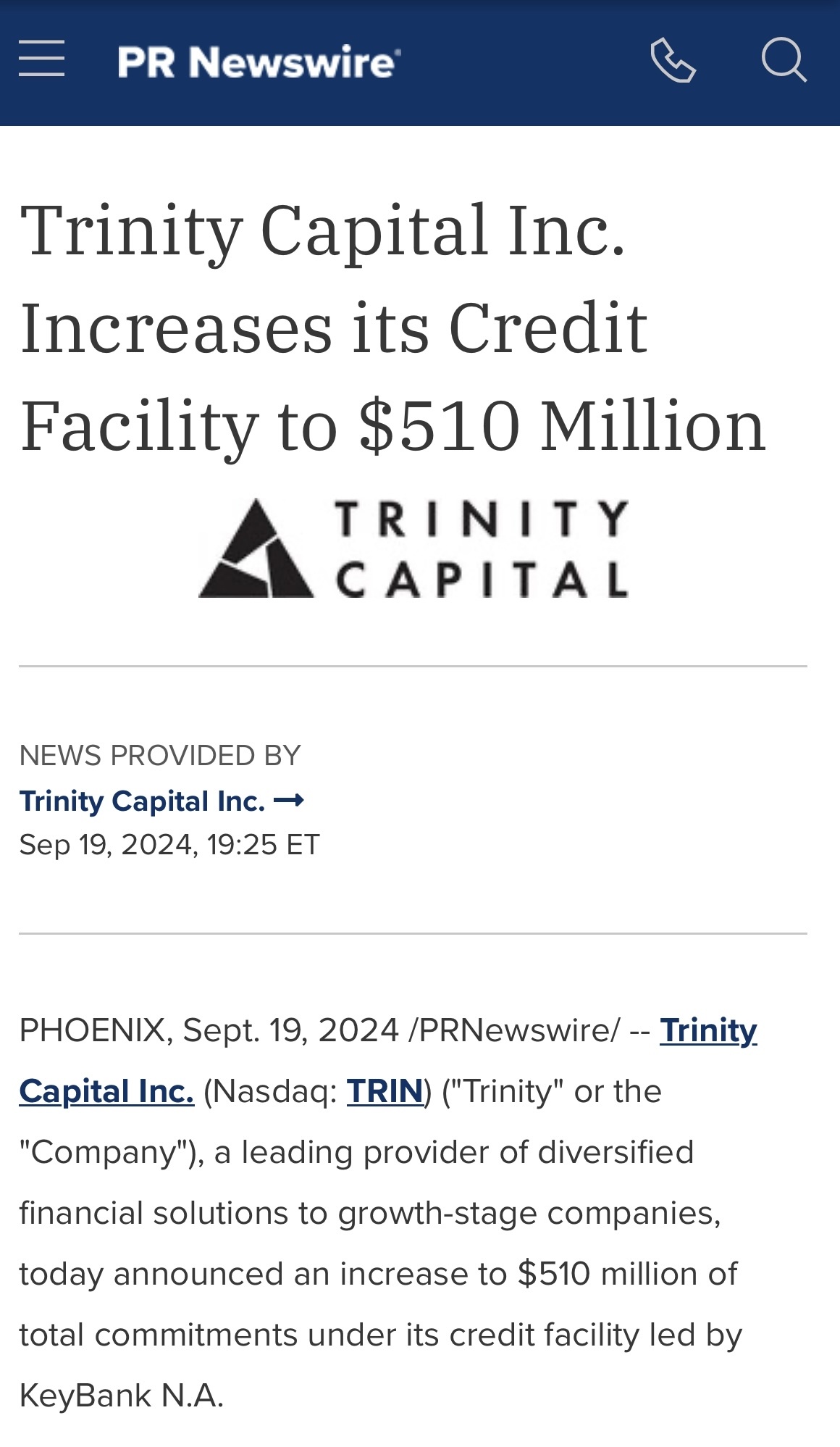 $Trinity Capital (TRIN.US)$