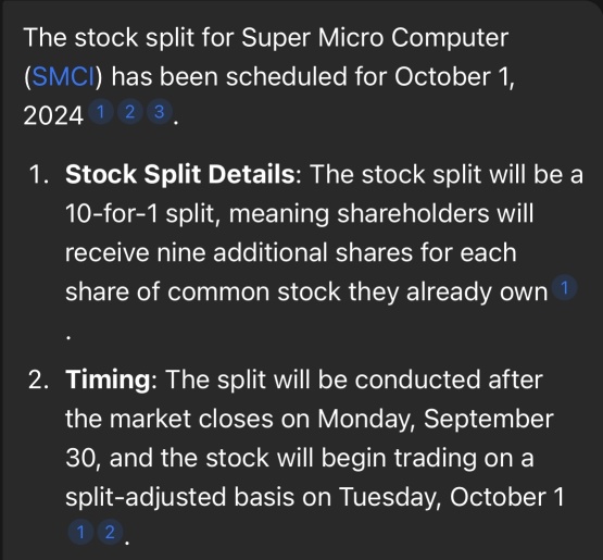 Oct. 1, 2024. 10-1 (forward) Split.