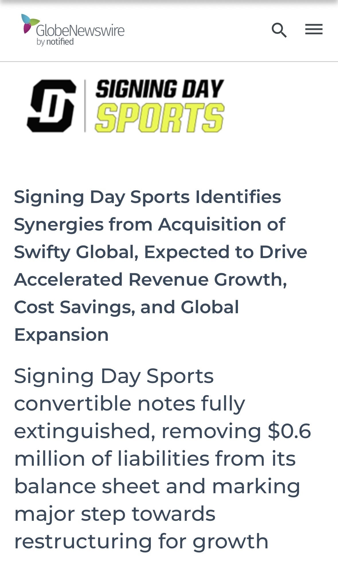 $Signing Day Sports (SGN.US)$