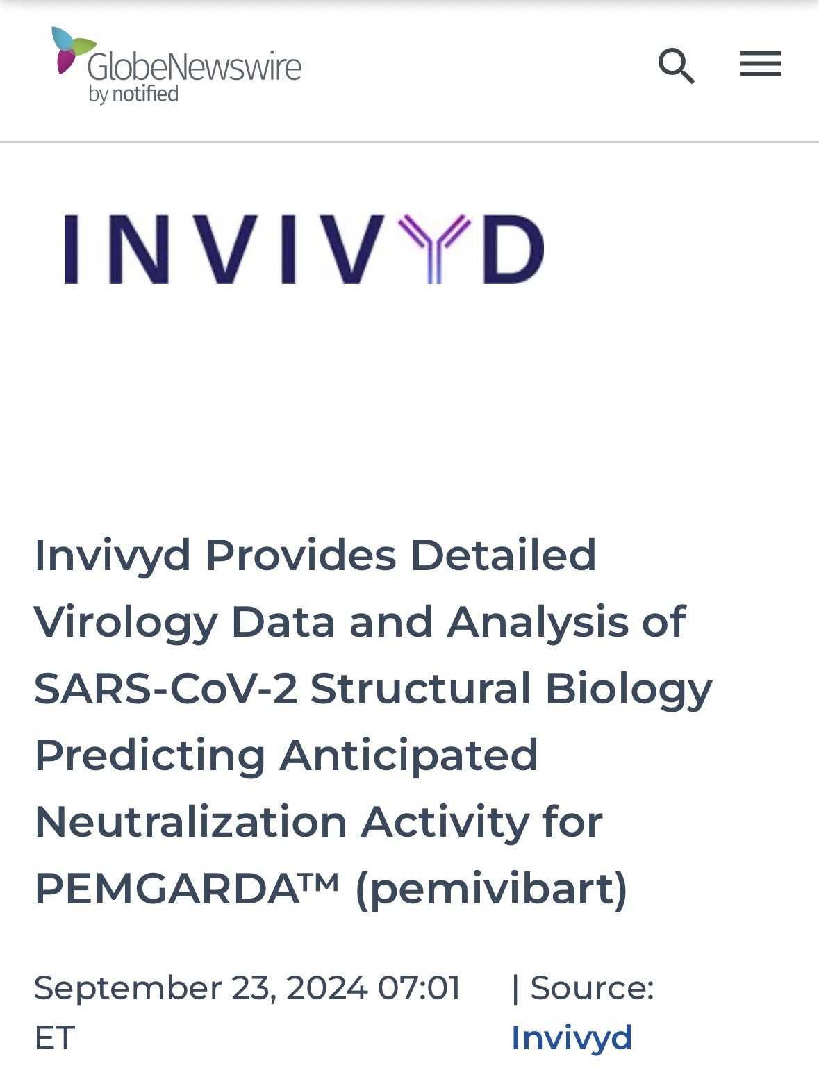 $Invivyd (IVVD.US)$