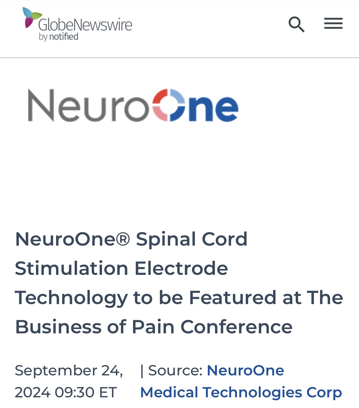 $NeuroOne Medical (NMTC.US)$