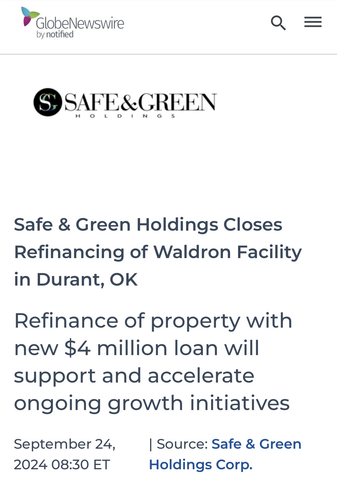 $Safe & Green (SGBX.US)$