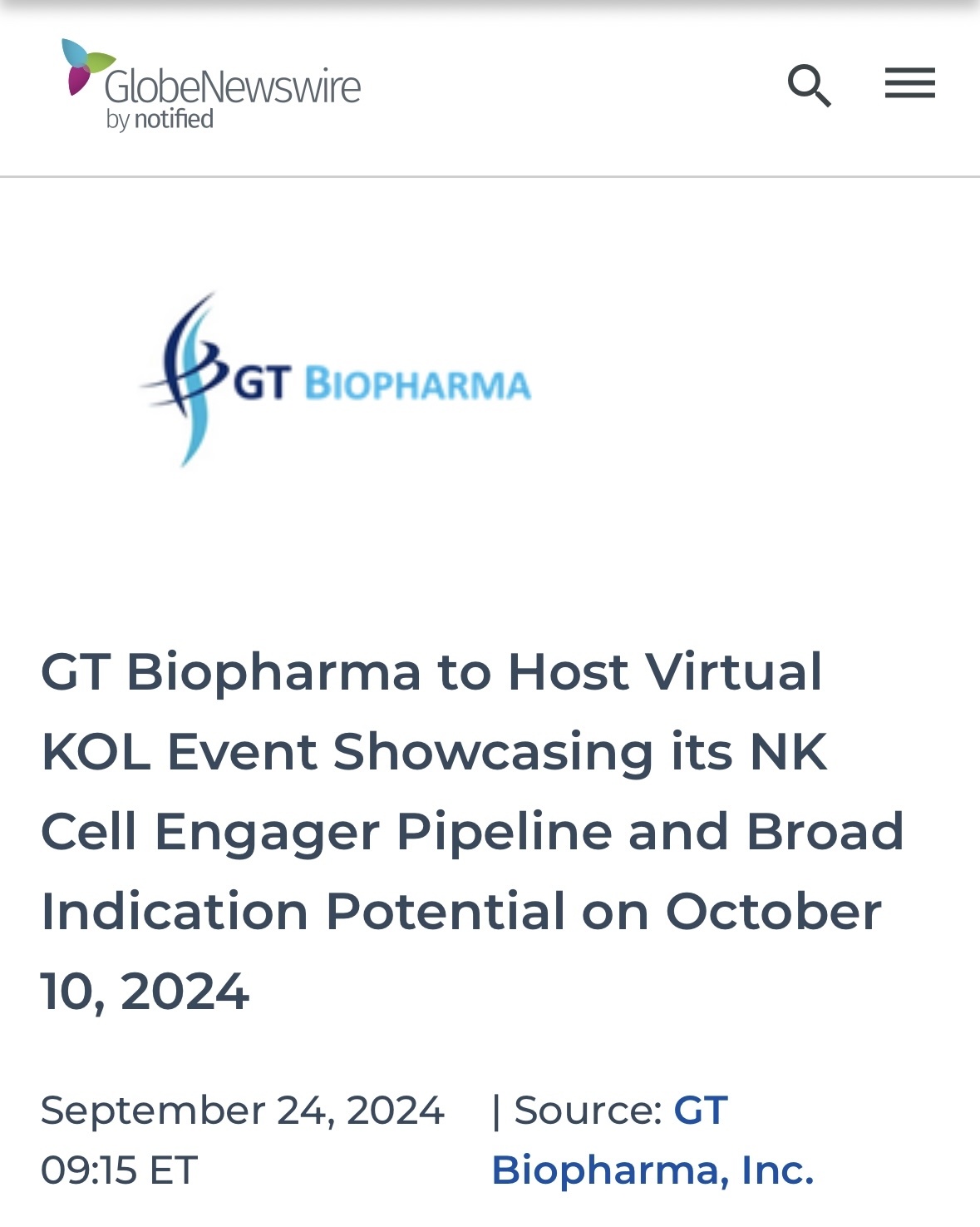 $GT Biopharma (GTBP.US)$