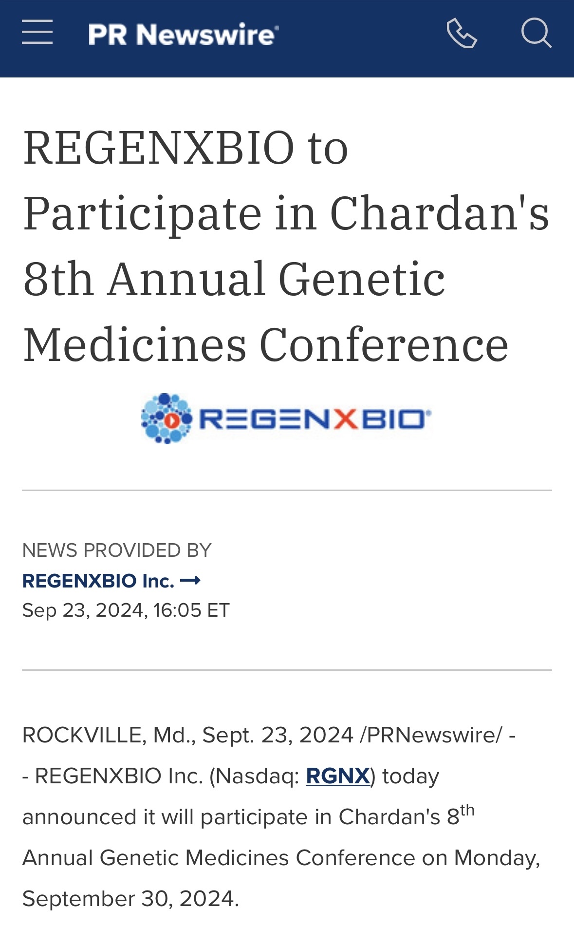 $Regenxbio (RGNX.US)$