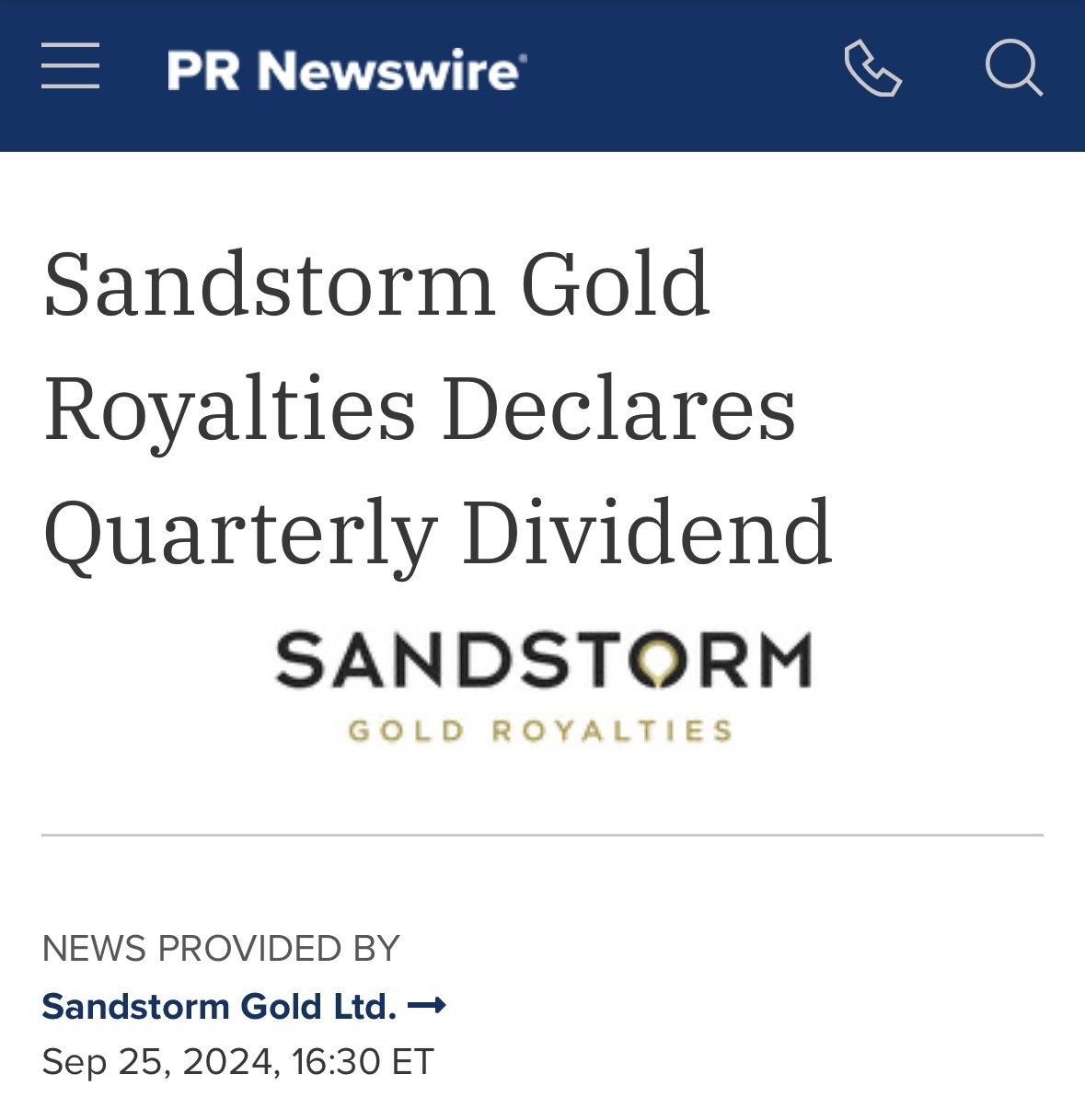 $Sandstorm Gold (SAND.US)$