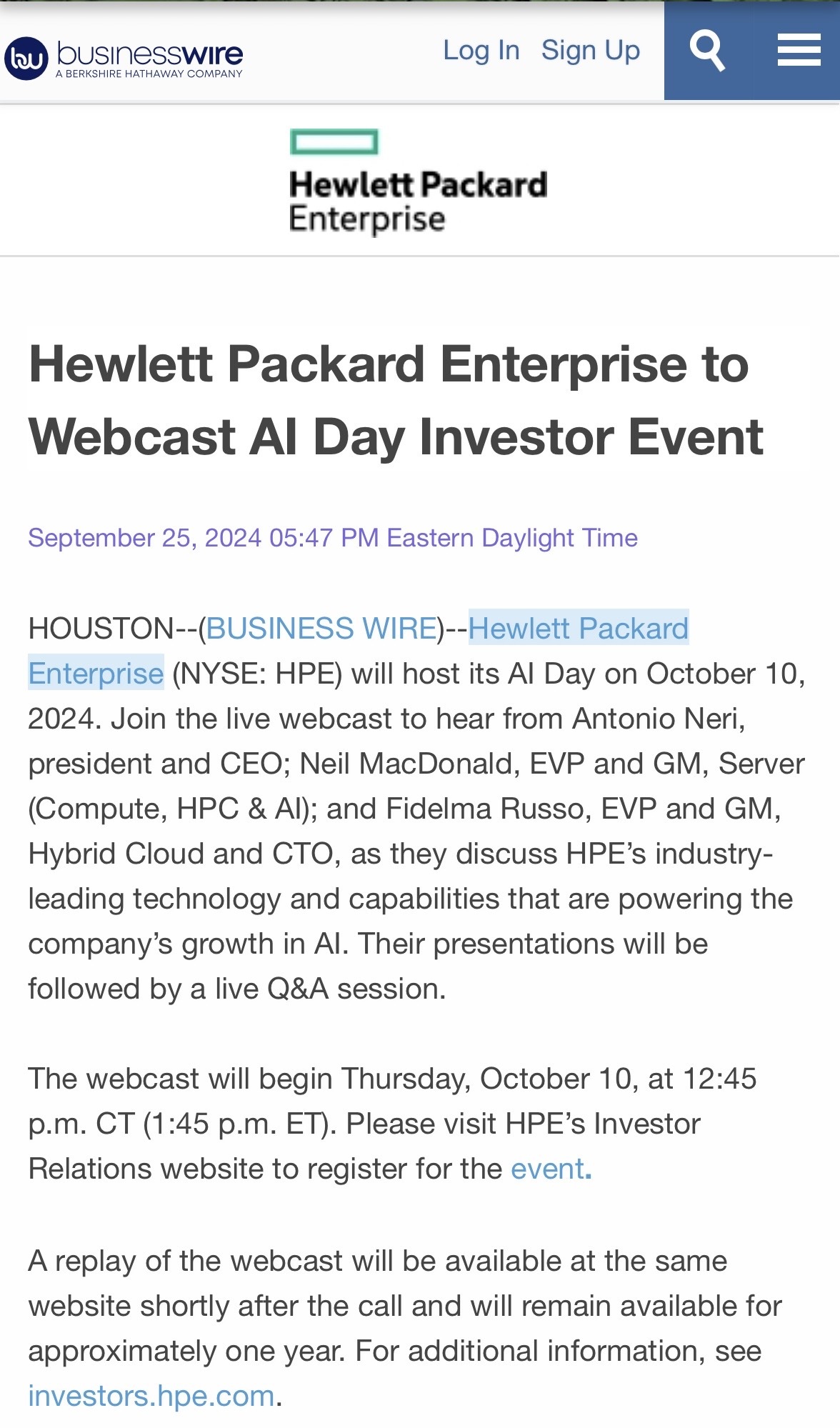 $Hewlett Packard Enterprise (HPE.US)$