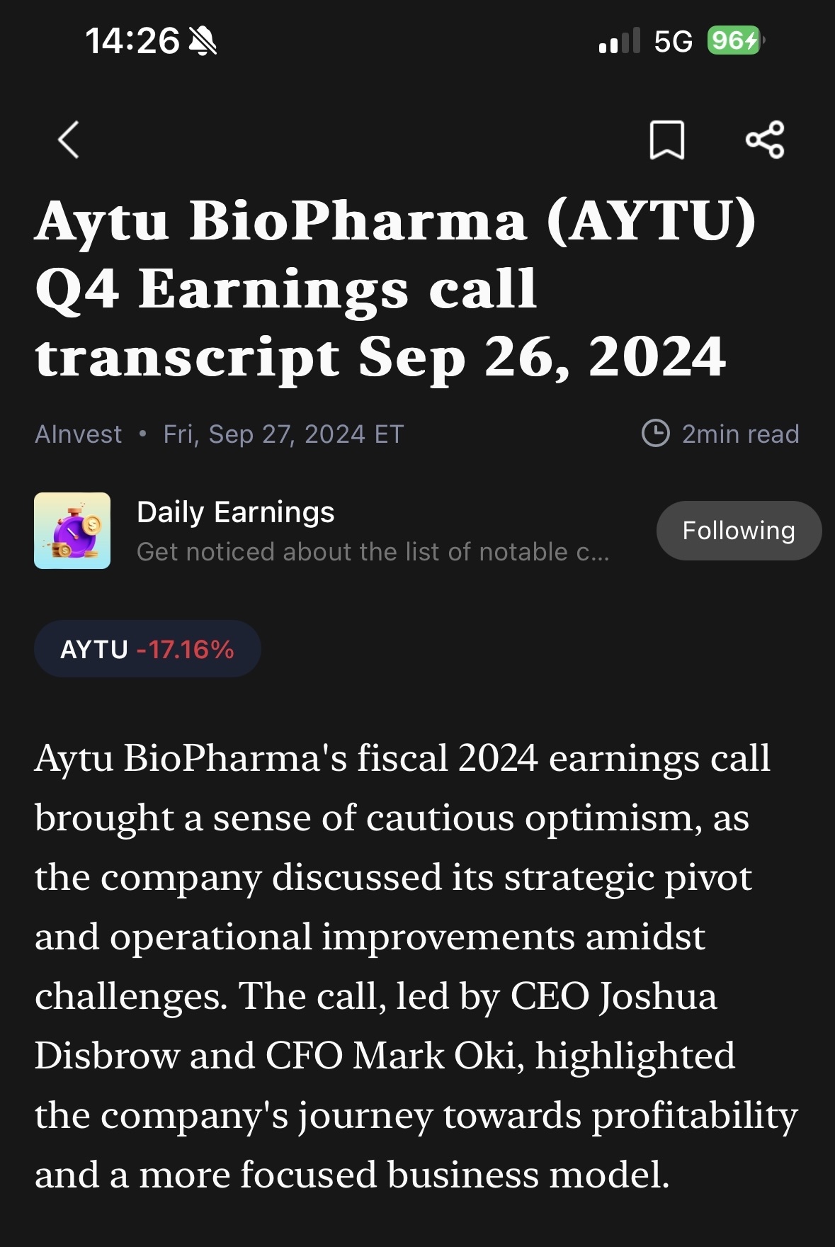 $Aytu BioPharma (AYTU.US)$