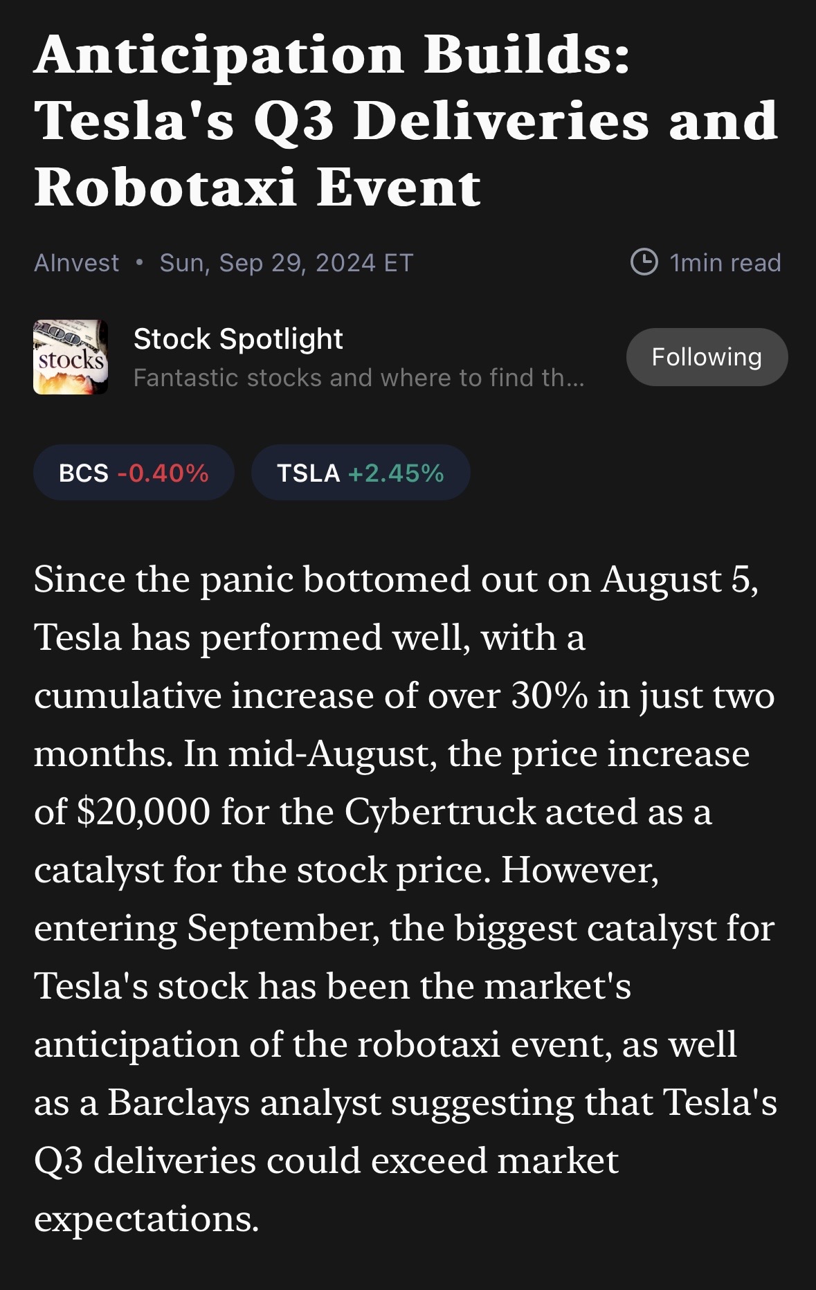 “Anticipation Builds: Tesla’s Q3 Deliveries and Robotaxi Event”