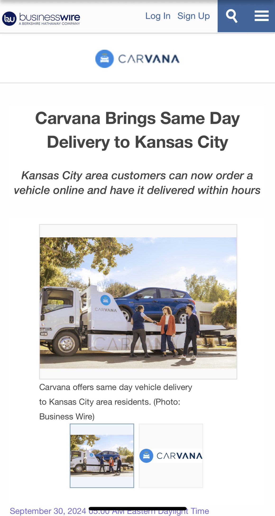 “Carvana Brings Same Day Delivery to Kansas City”