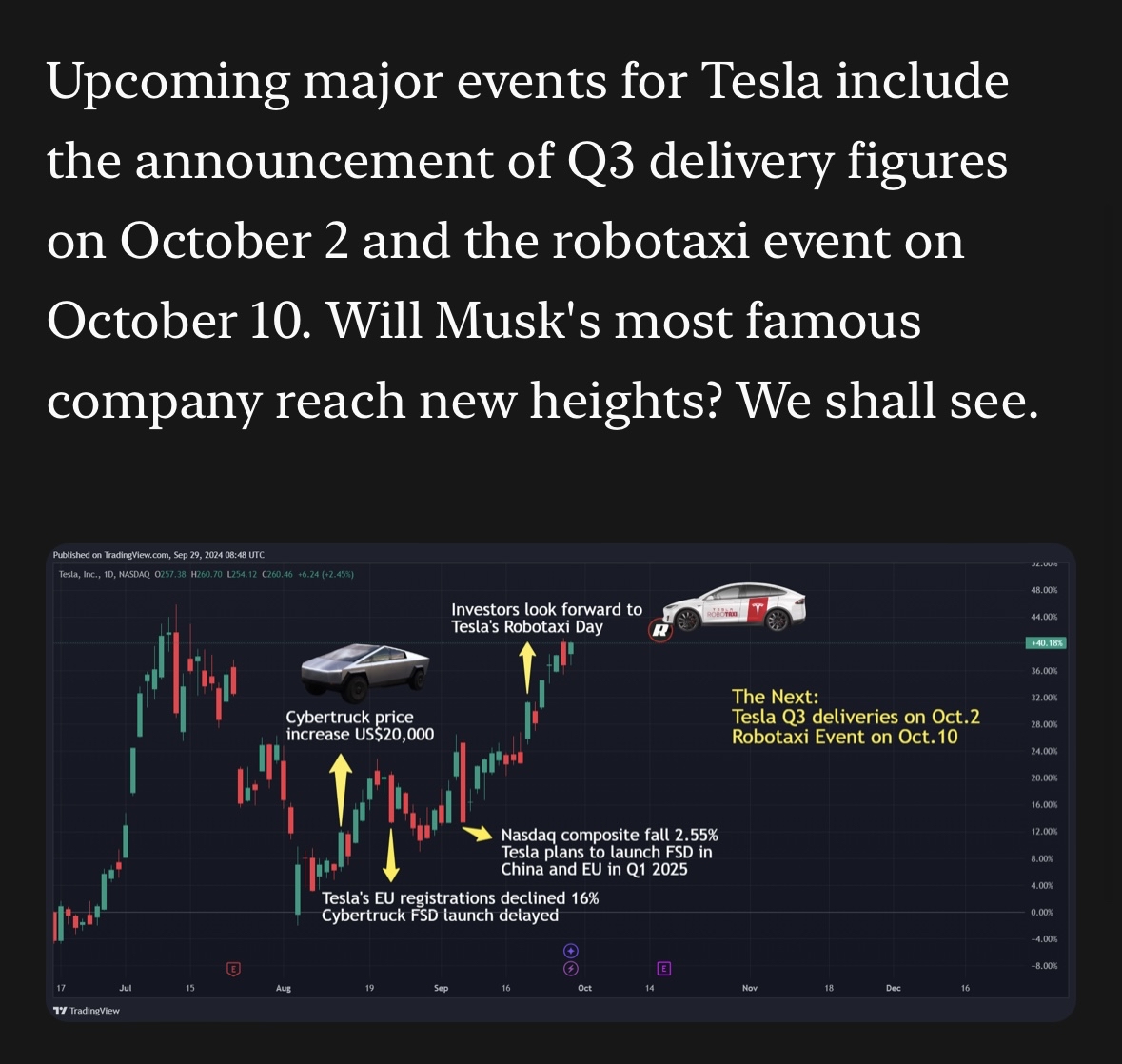 “期待升温：特斯拉Q3交付和Robotaxi活动”