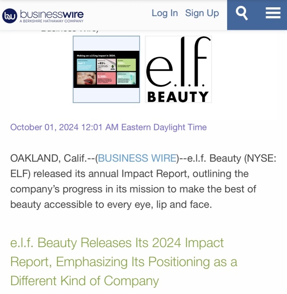 e.l.f. Beauty Releases its 2024 Impact Report…….