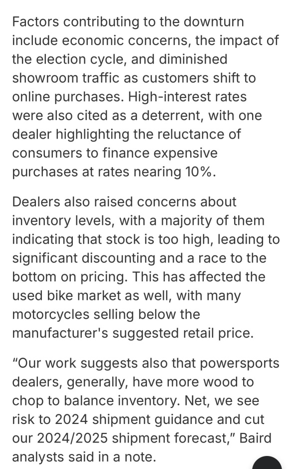 “Harley-Davidson shares slip as Baird downgrades stock to Neutral”