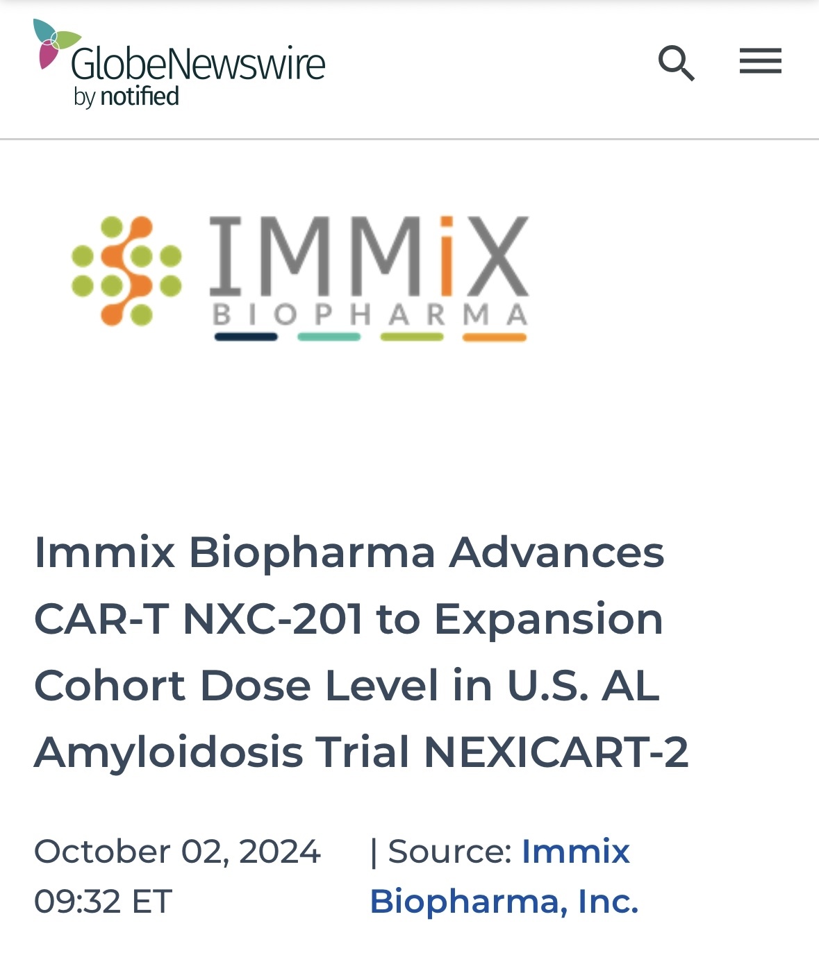 $Immix Biopharma (IMMX.US)$