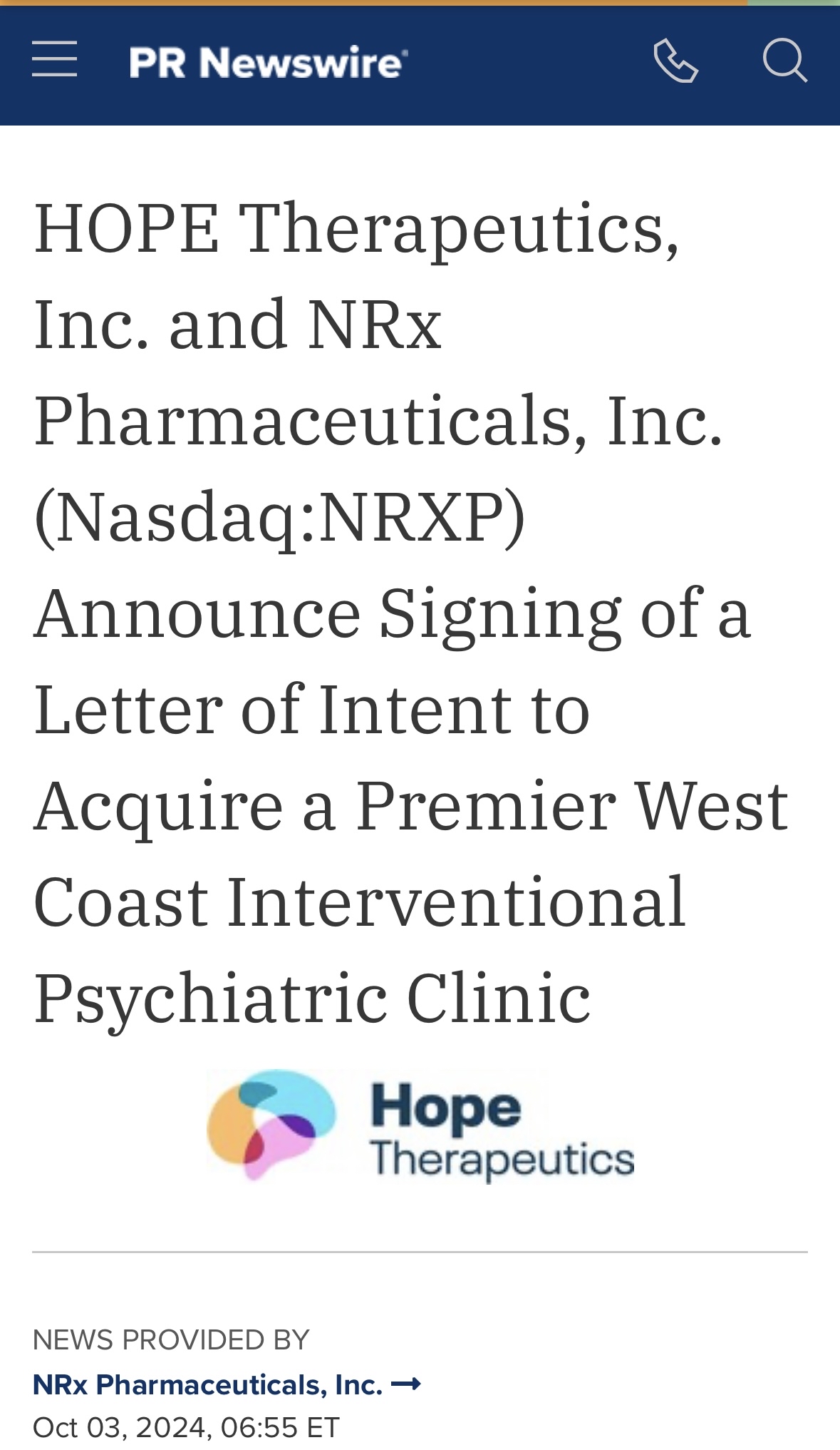 $NRX Pharmaceuticals (NRXP.US)$