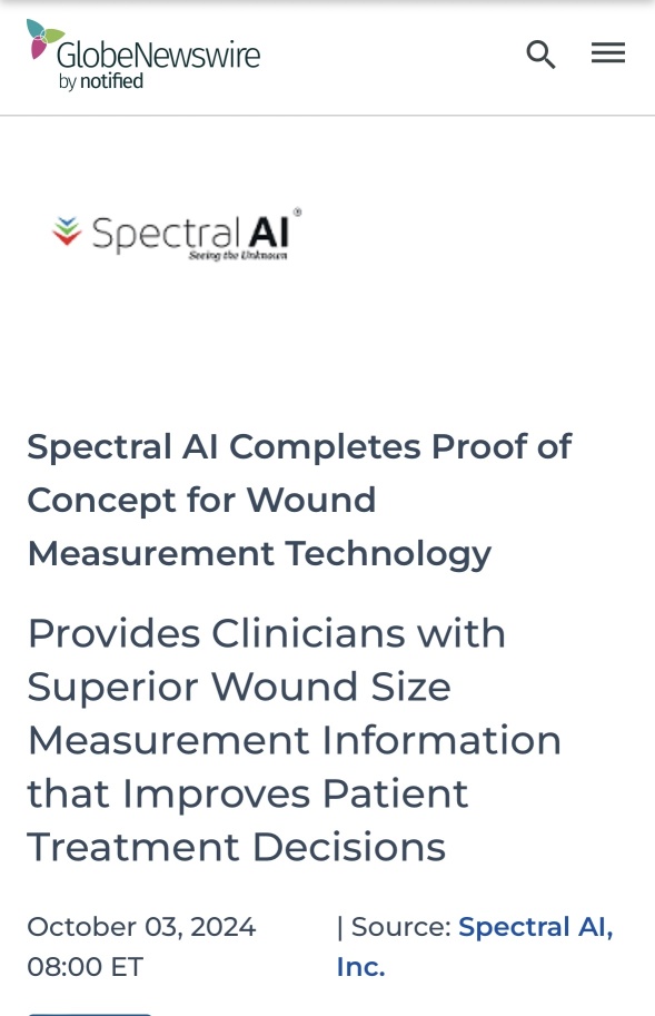 Spectra人工智能完成了伤口测量技术的概念验证