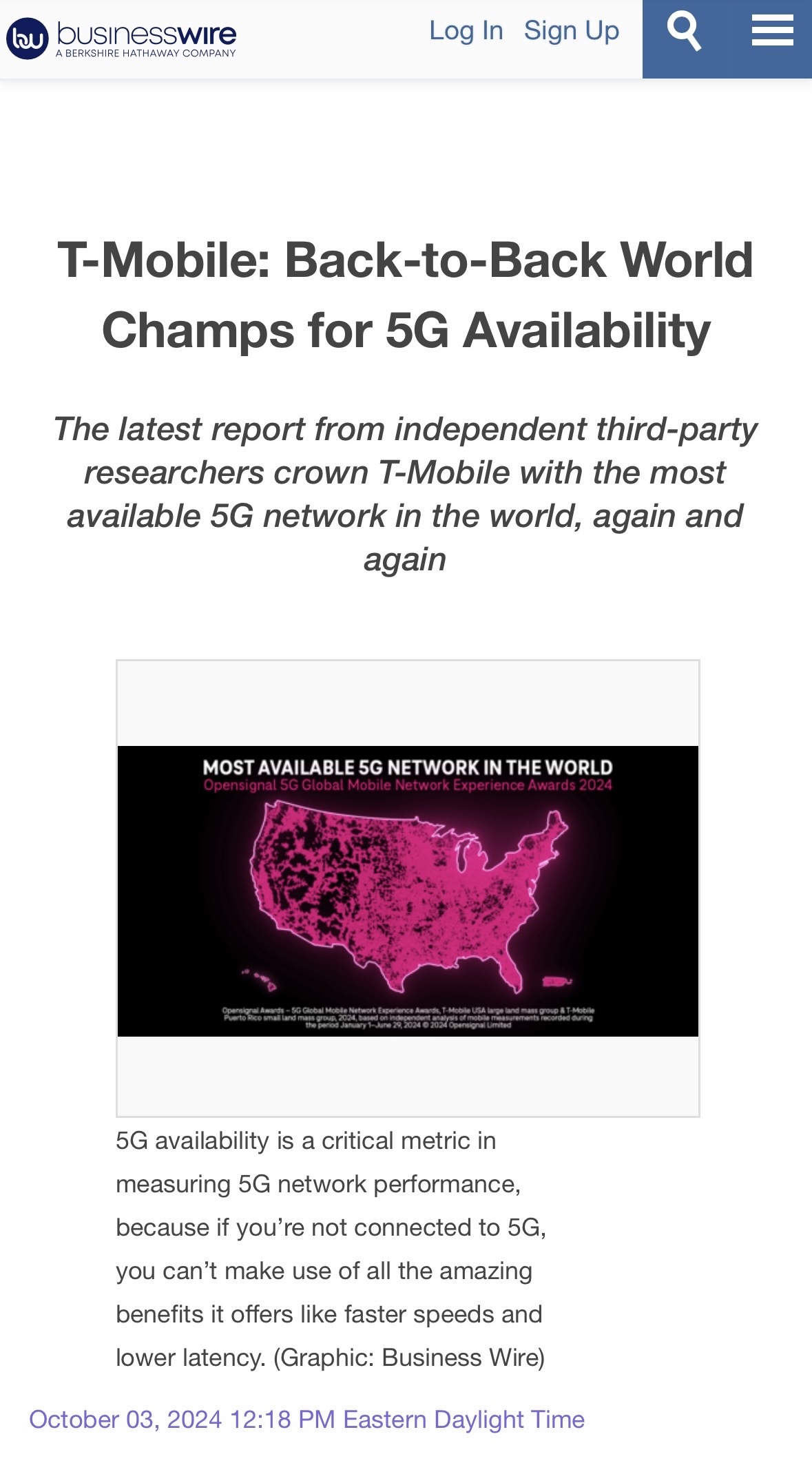 「T-Mobile: 5g関連の利用可能性で連覇達成」